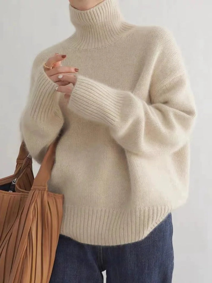 Women's Cashmere Sweater with Turtleneck Collar