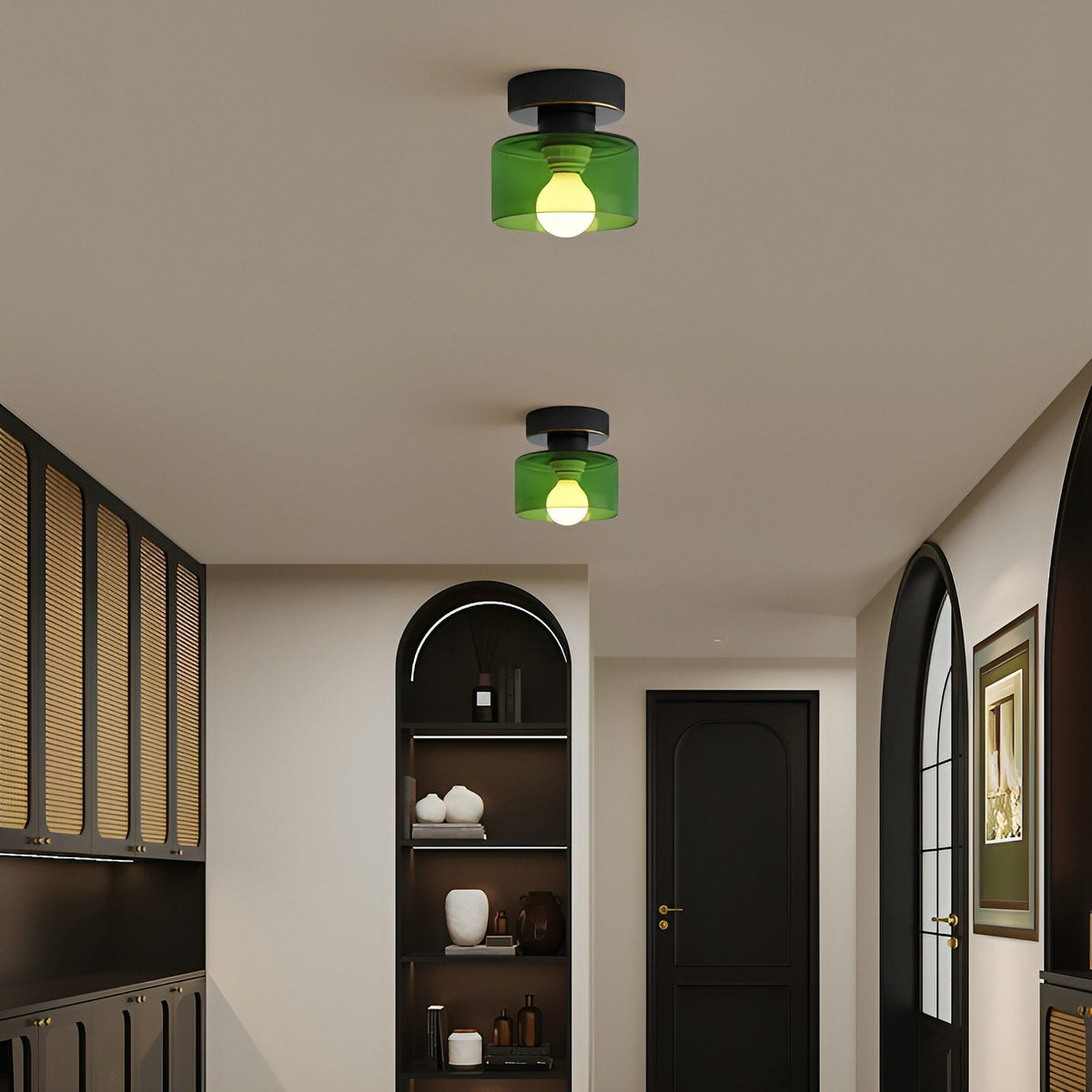 Bauhaus Geometric Alabaster Semi-Flush Ceiling Light Drum