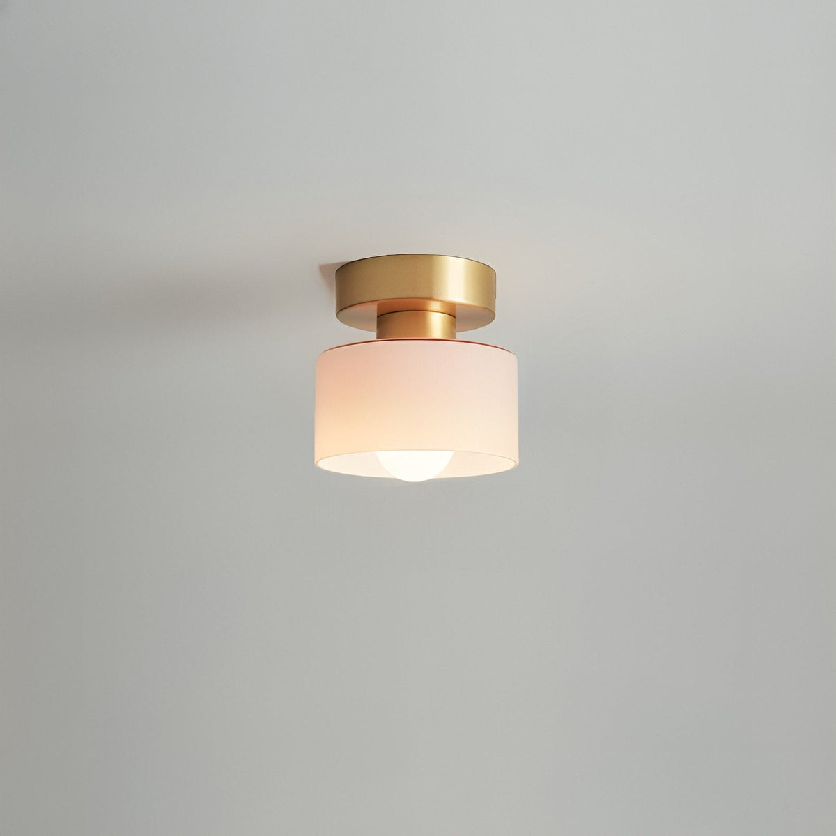 Bauhaus Geometric Alabaster Semi-Flush Ceiling Light Drum