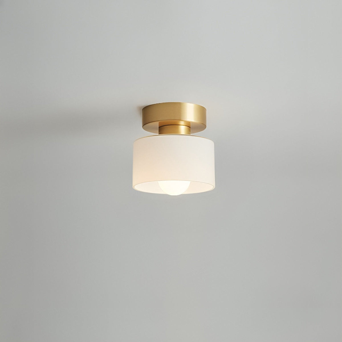 Bauhaus Geometric Alabaster Semi-Flush Ceiling Light Drum