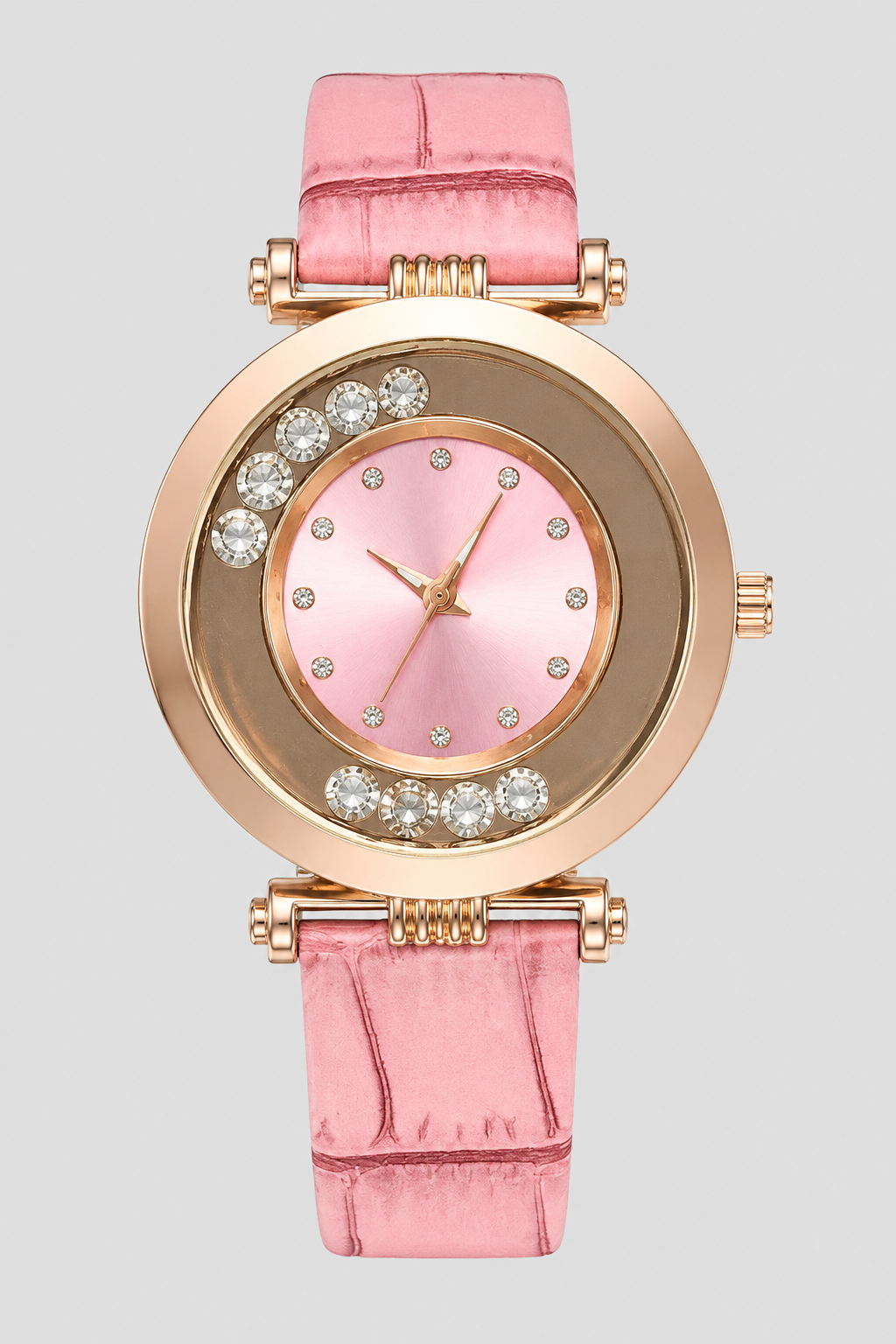 Elegant Floating Crystal Crescent Women's Watch