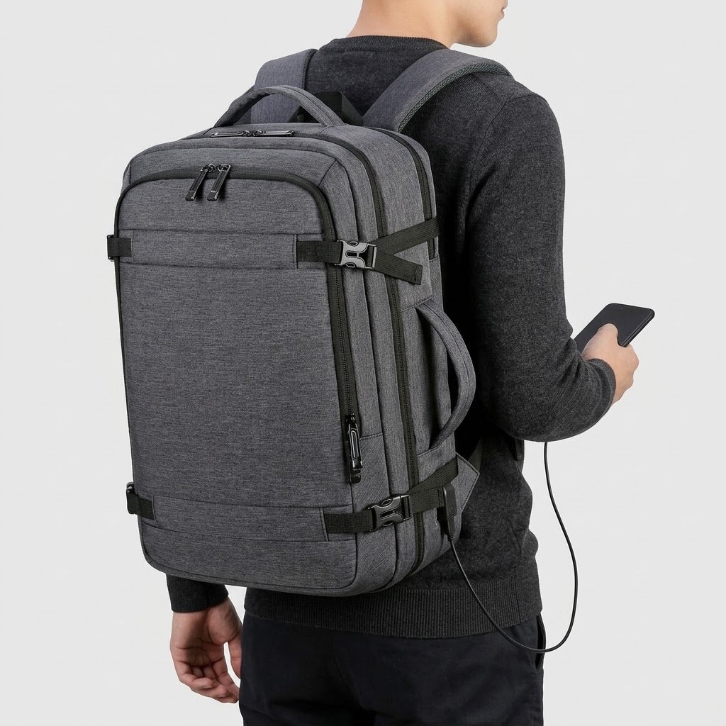 Men's Travel Laptop Backpack - Polyester - lifestyle