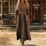 Women's Boho Long-Sleeve V-Neck Maxi Dress – Boho