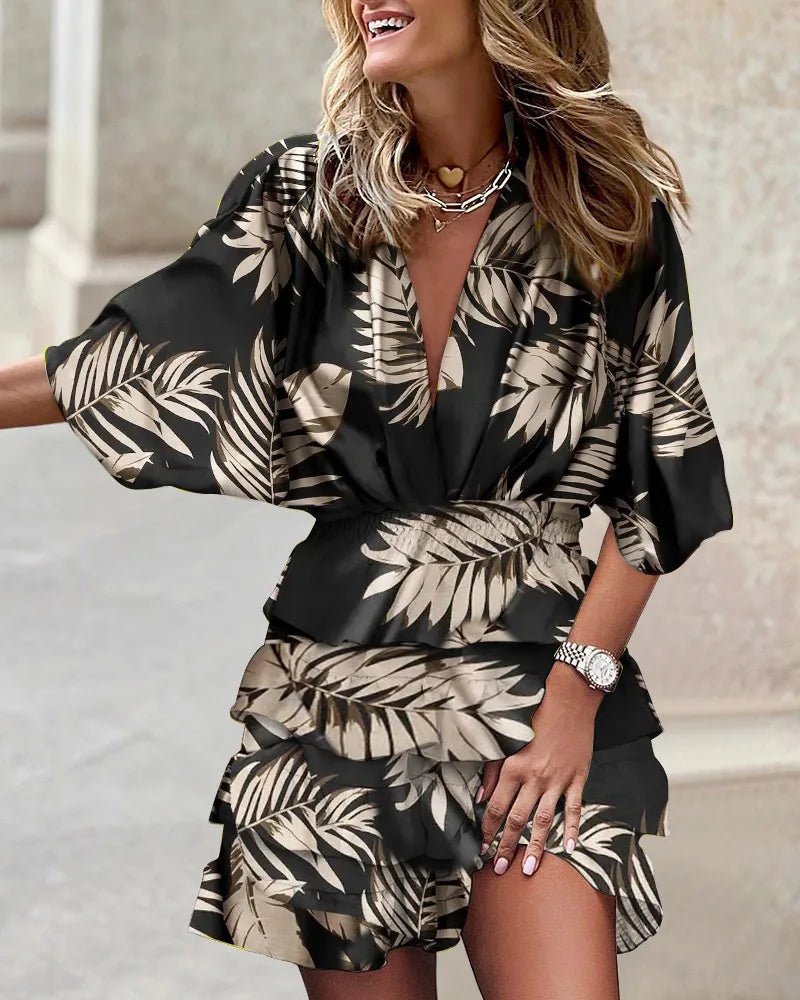 Women's Boho Floral V-Neck Mini Dress – Boho Floral