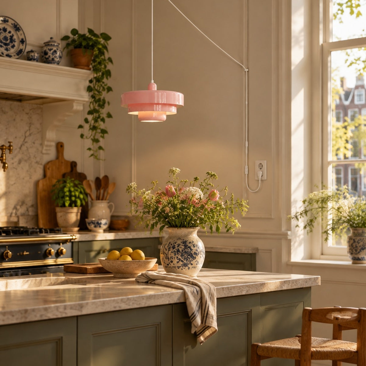 Retro Bauhaus Plug-In Pendant Light - Multi Color