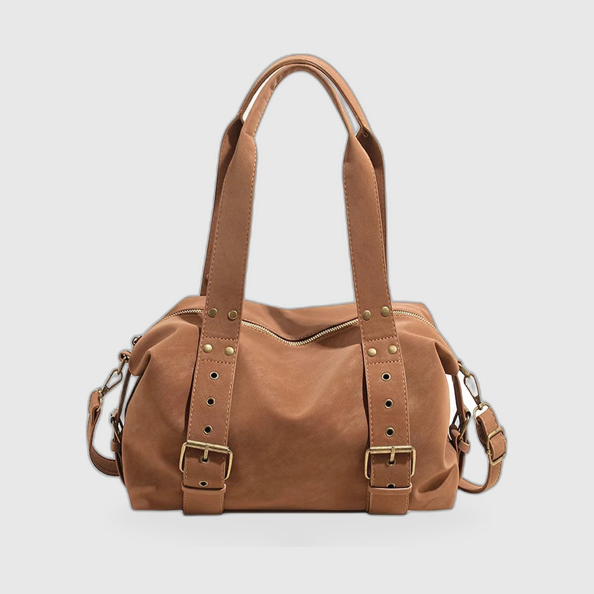 Structured Baguette Shoulder Bag – Studded Vegan Leather