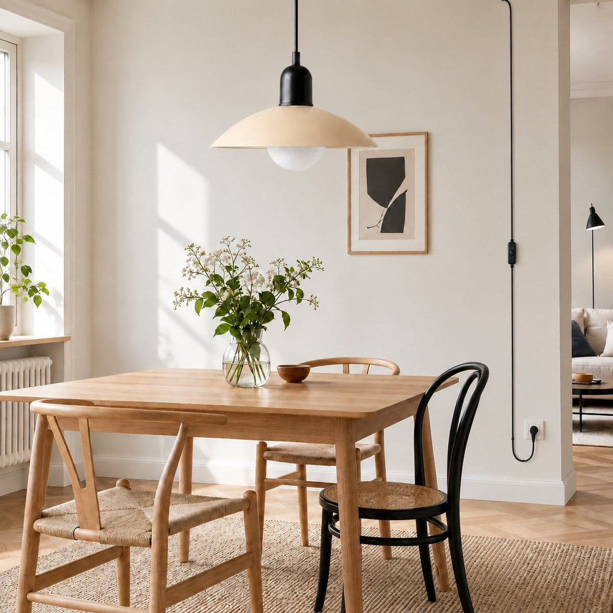 Mid Century Bauhaus Plug-In Pendant Light