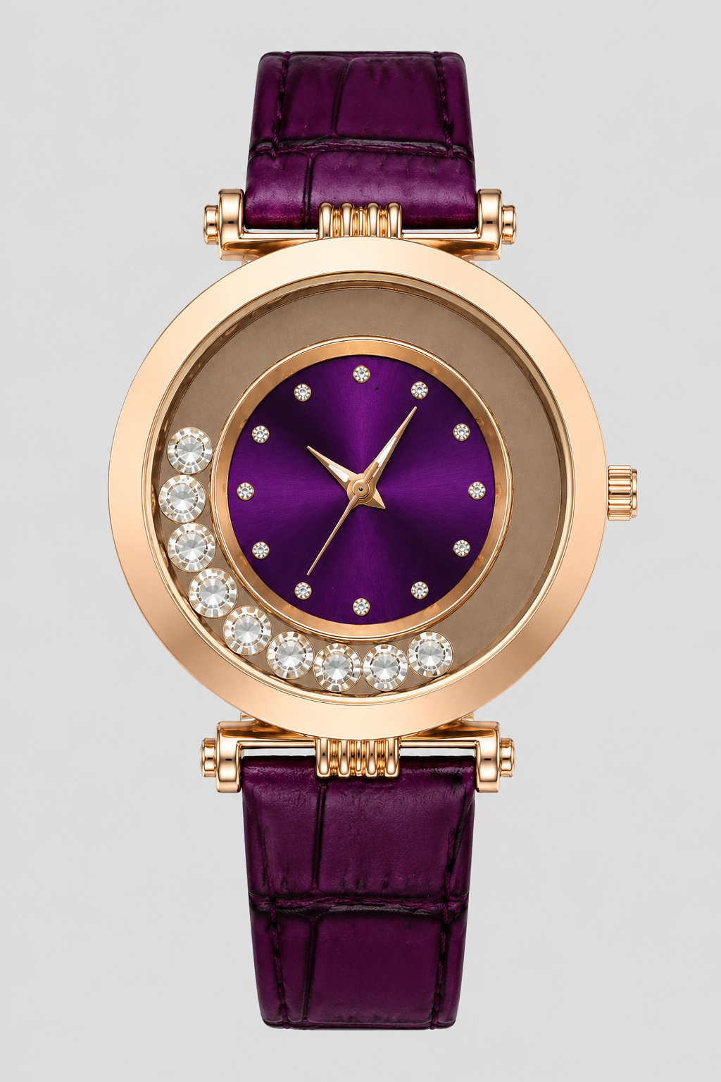 Elegant Floating Crystal Crescent Women's Watch
