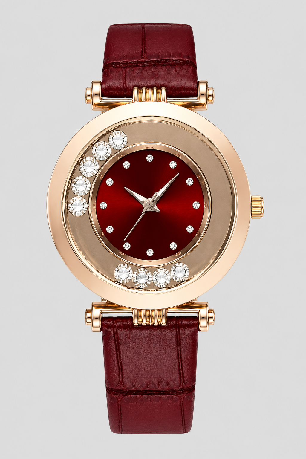 Elegant Floating Crystal Crescent Women's Watch