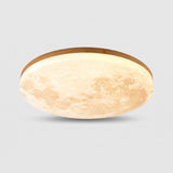 Modern Moon Ceiling Light – 3D Lunar Design with Wood Frame