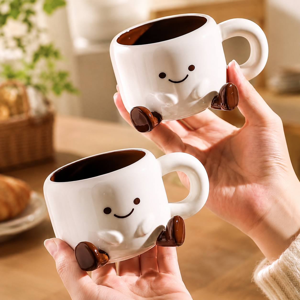 Hand-Painted Cartoon Ceramic Cup & Saucer Set