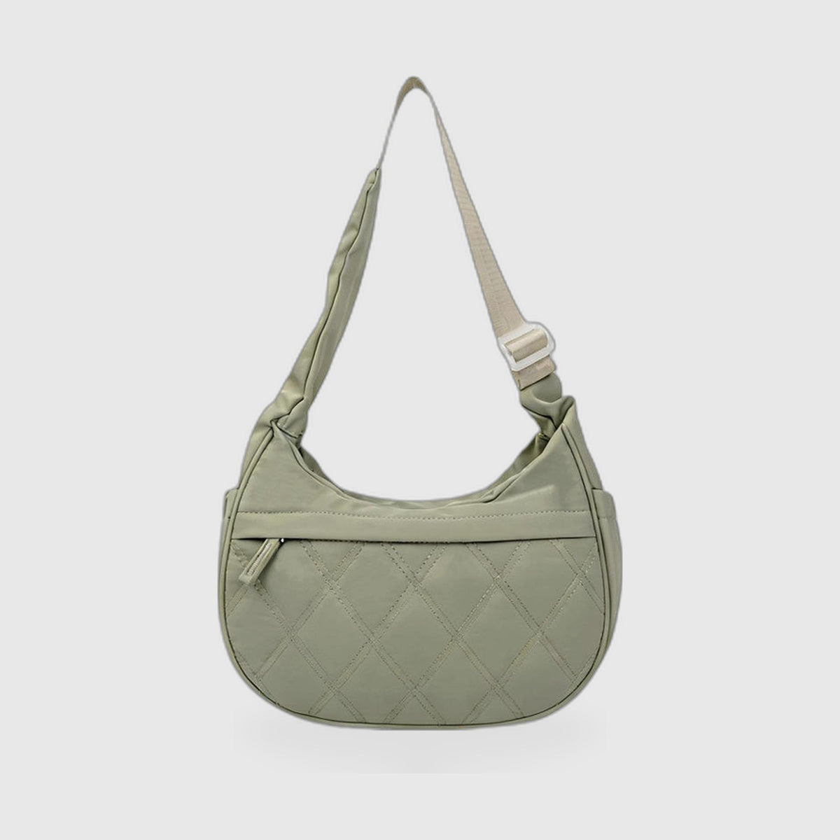 Quilted Crescent Hobo Bag – Diamond-Stitch Shoulder Bag