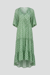 Women's Dress with V-Neck and Short Sleeves