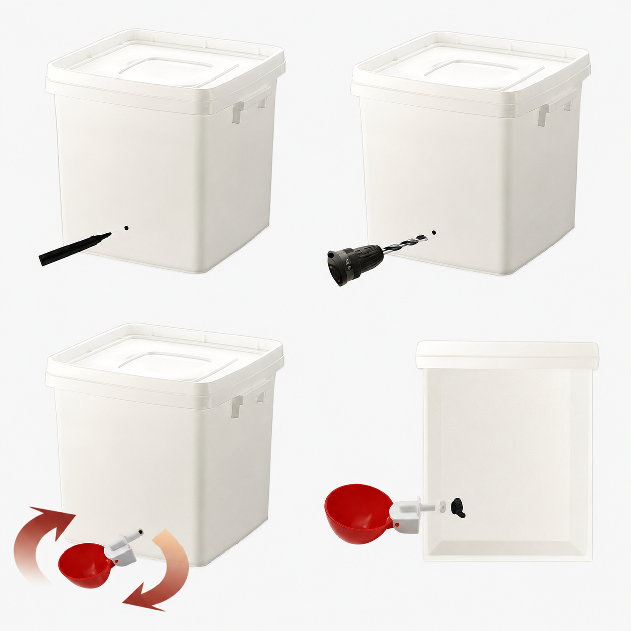 10 Pcs Automatic Chicken Waterer Cups with Drill Bit