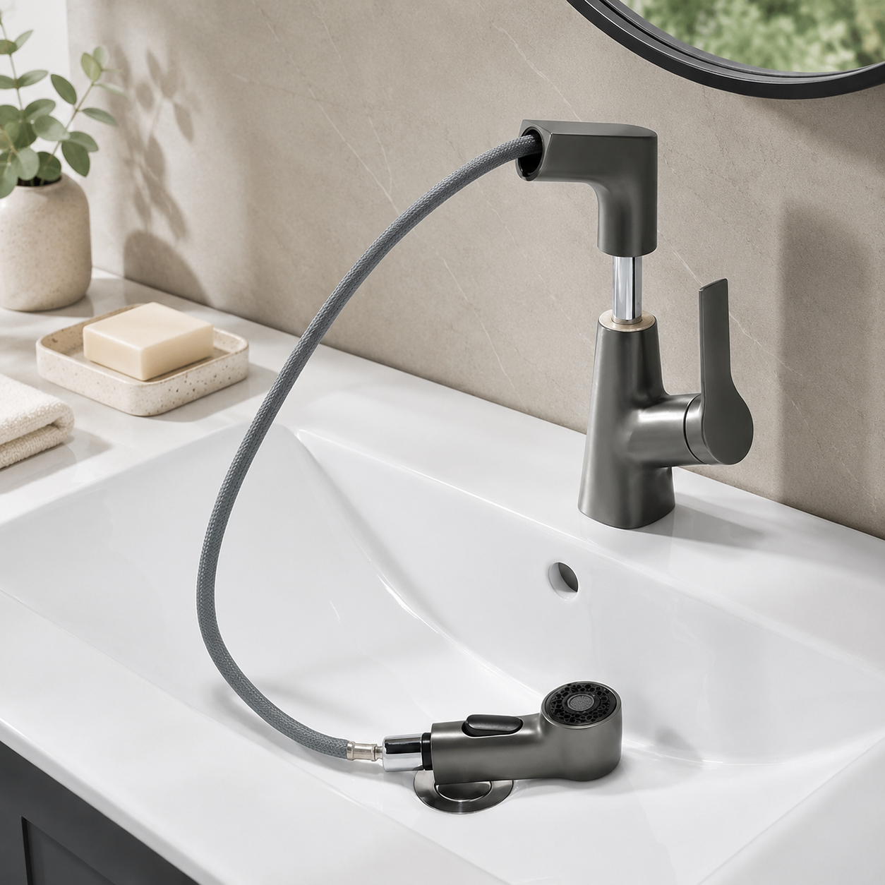 360° Rotating Pull-Out Bathroom Basin Faucet