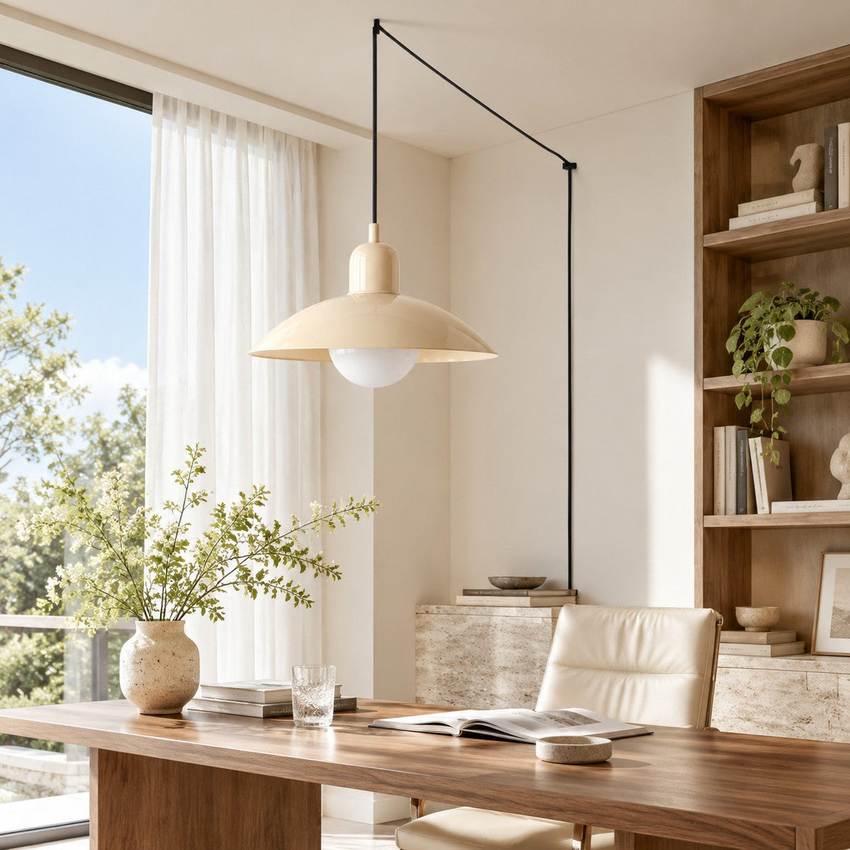 Mid Century Bauhaus Plug-In Pendant Light
