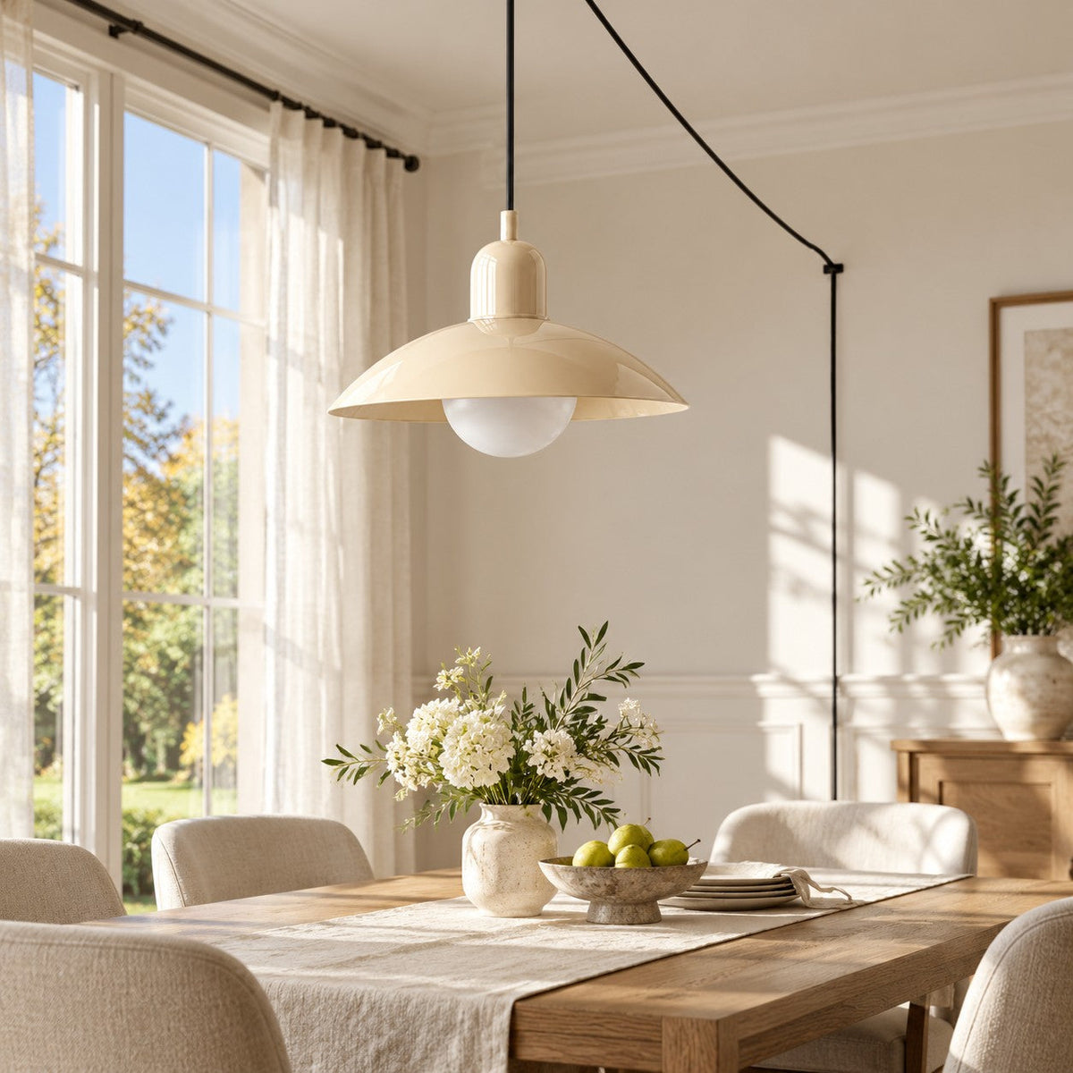 Mid Century Bauhaus Plug-In Pendant Light