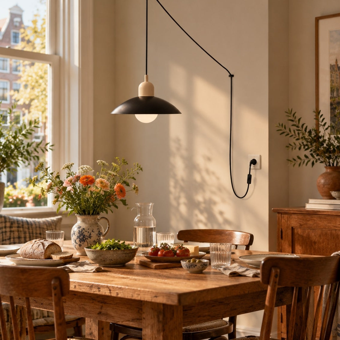 Mid Century Bauhaus Plug-In Pendant Light