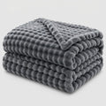 Textured Coral Fleece Throw Blanket for Sofa and Bed