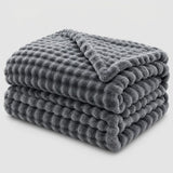Textured Coral Fleece Throw Blanket for Sofa and Bed