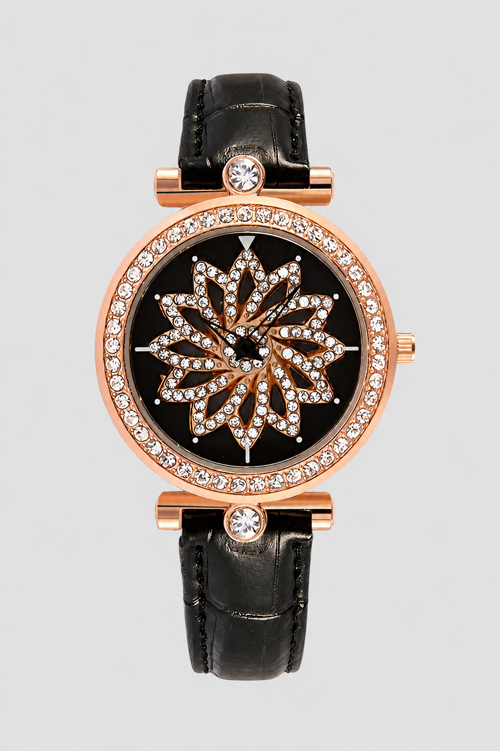 Women's watch with rotating flower dial