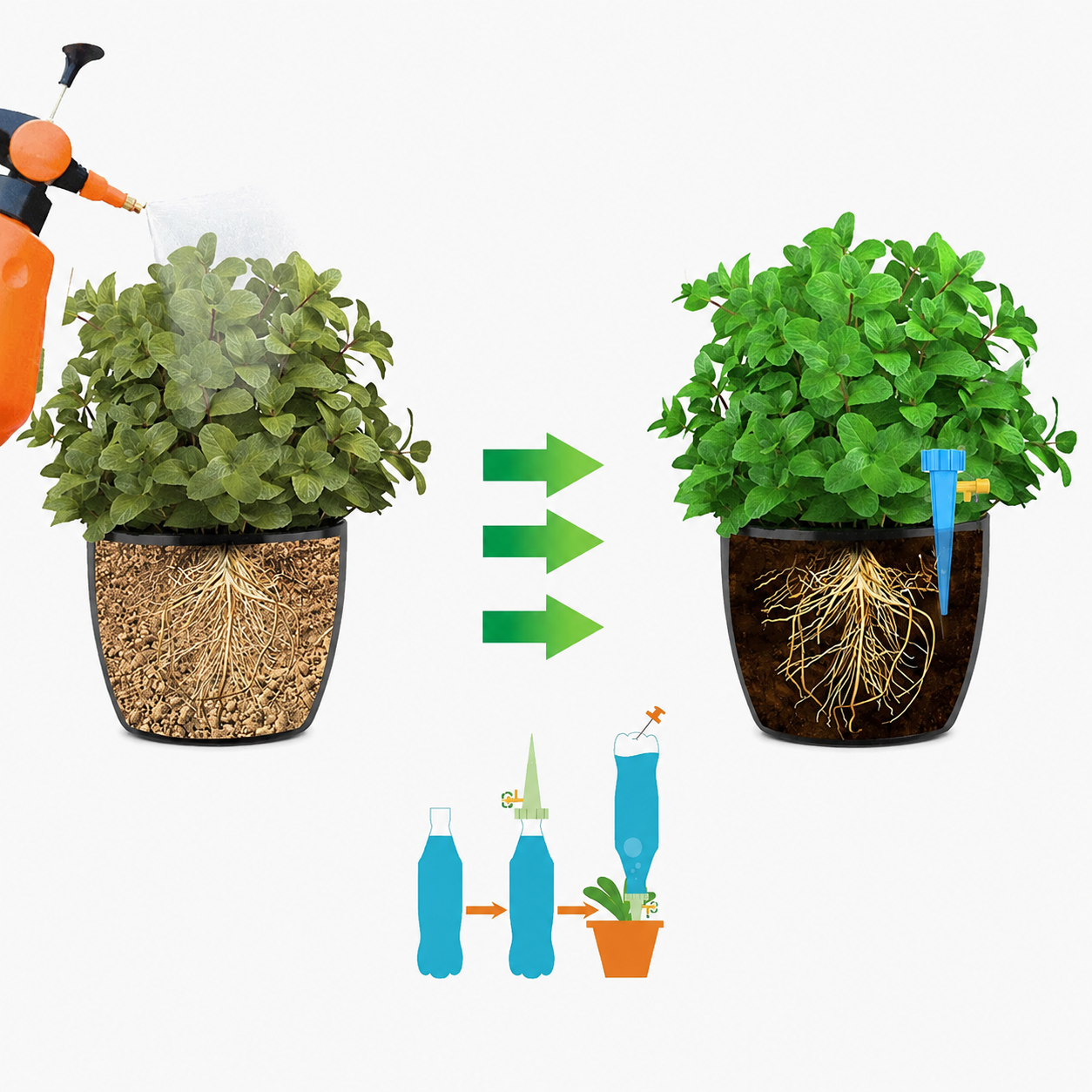 Adjustable self-watering spike