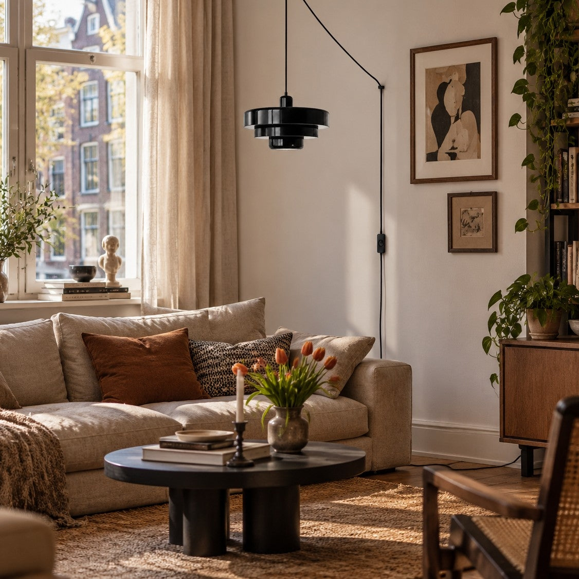Retro Bauhaus Plug-In Pendant Light - Multi Color