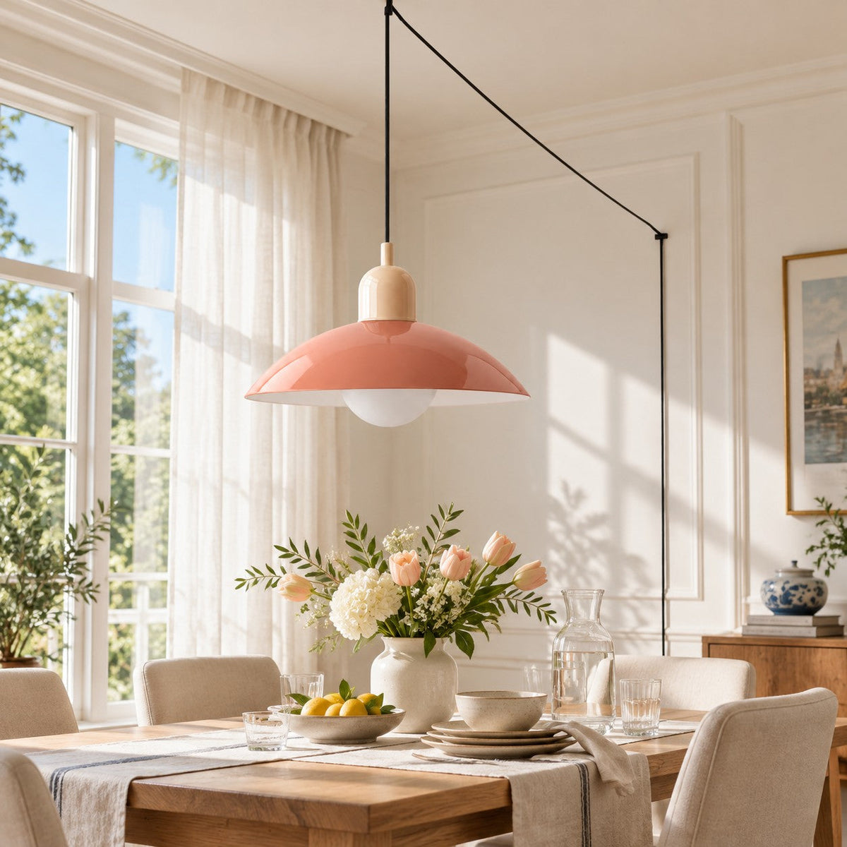 Mid Century Bauhaus Plug-In Pendant Light