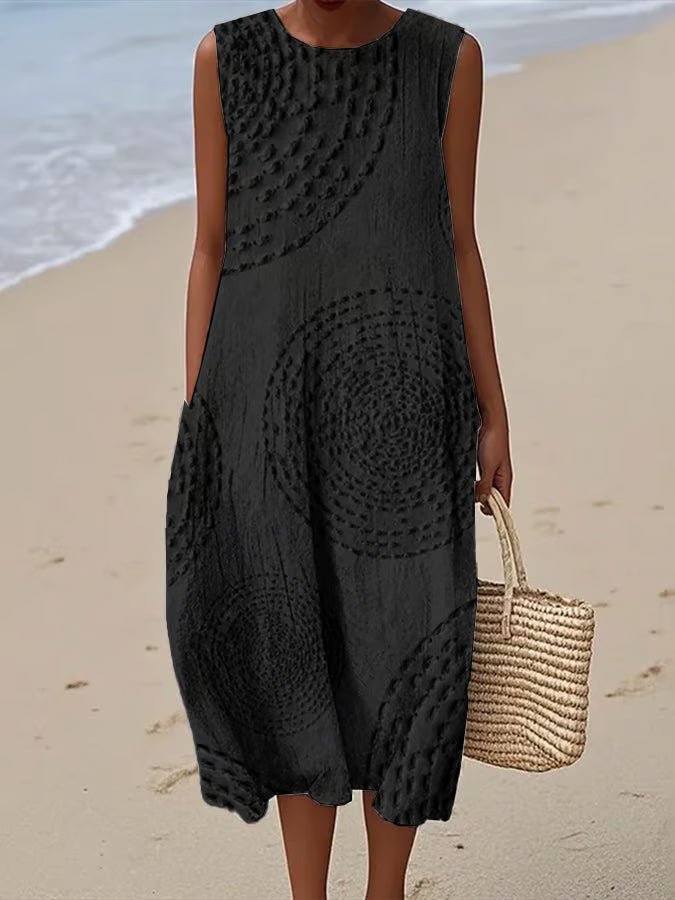 Women's A-Line Sleeveless Midi Dress – Elegant Occasion Wear
