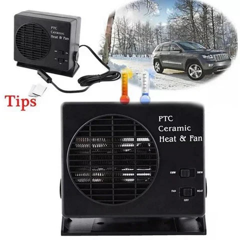 Portable Ceramic Car Heater 300W - 12V Fast Defrost Fan