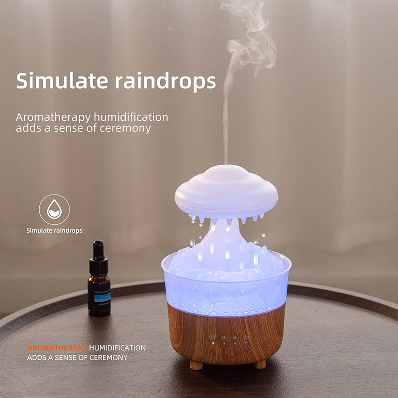 Rain Cloud Humidifier Lamp – LED Light with Raindrop Sound