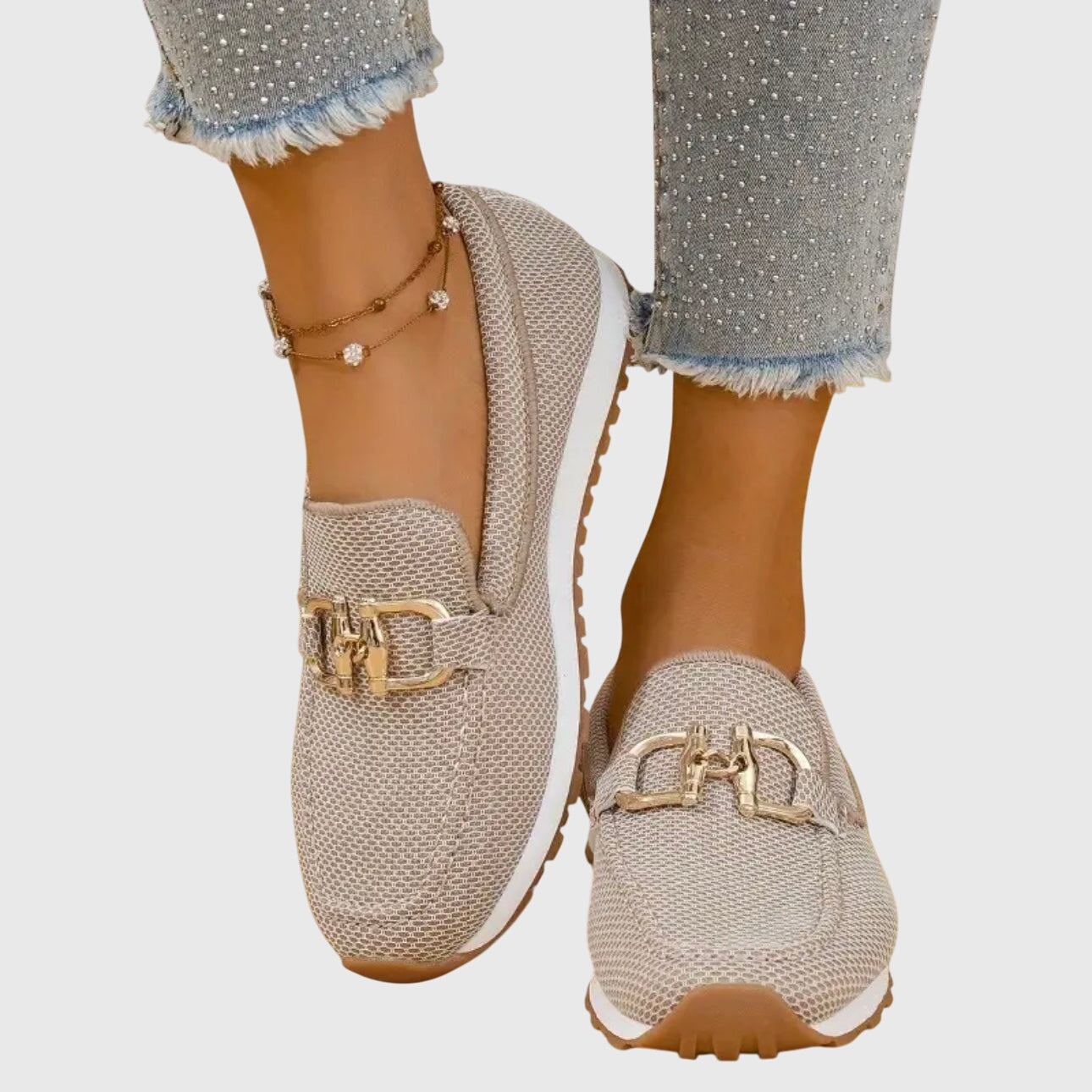 Women’s Mesh Bit Loafer Sneakers – Breathable Slip-On Comfort Shoes
