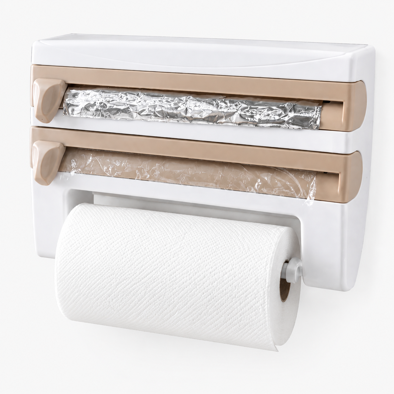 4-in-1 Wall-Mounted Kitchen Wrap Dispenser &amp; Towel Holder