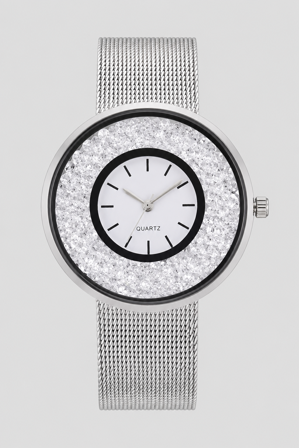 Elegant Floating Crystal Mesh Strap Women's Watch