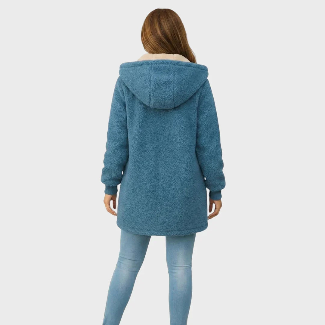 Women's Hooded Teddy Jacket with Zip Closure