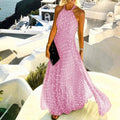 Women's Summer Boho Sleeveless Halter Midi Dress – Summer Boho