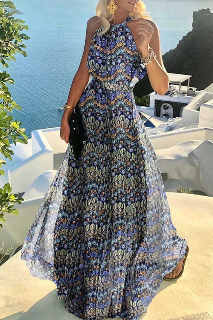 Women's Summer Boho Sleeveless Halter Maxi Dress – Summer Boho