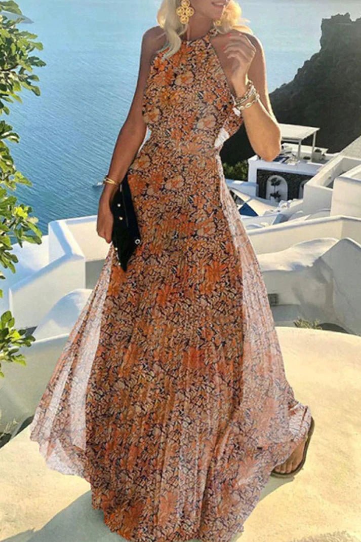 Women's Summer Boho Sleeveless Halter Maxi Dress – Summer Boho