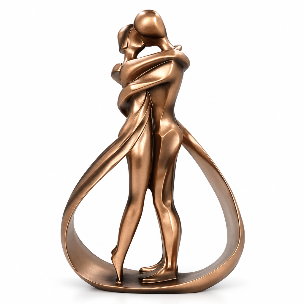 Embracing Couple Sculpture - Bronze-Look Resin Home Decor Statue