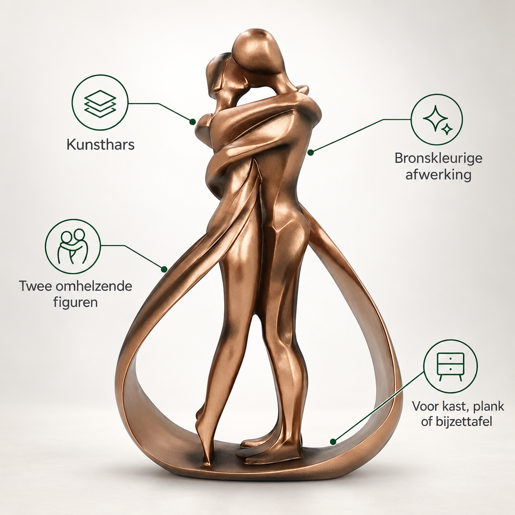 Embracing Couple Sculpture - Bronze-Look Resin Home Decor Statue