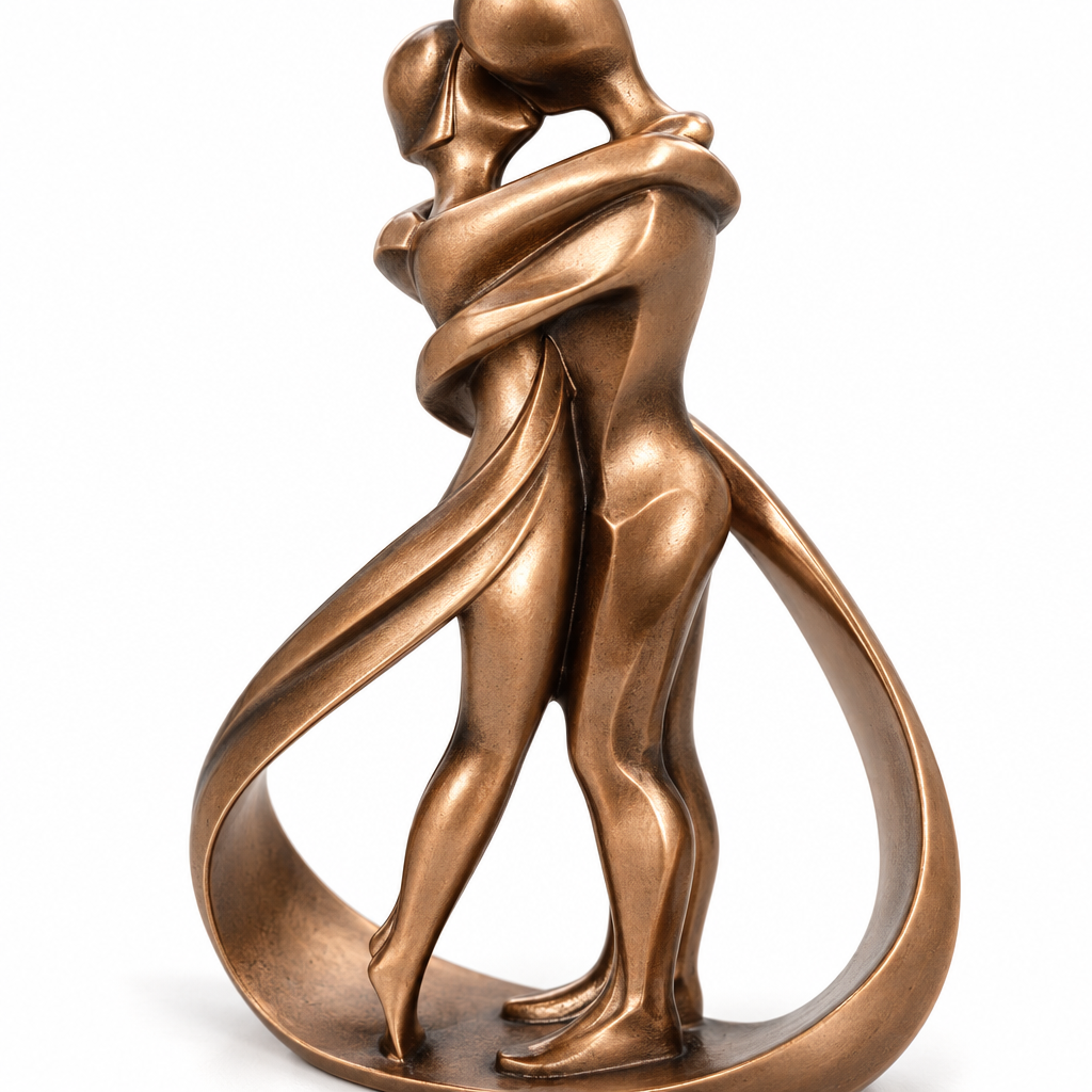 Embracing Couple Sculpture - Bronze-Look Resin Home Decor Statue
