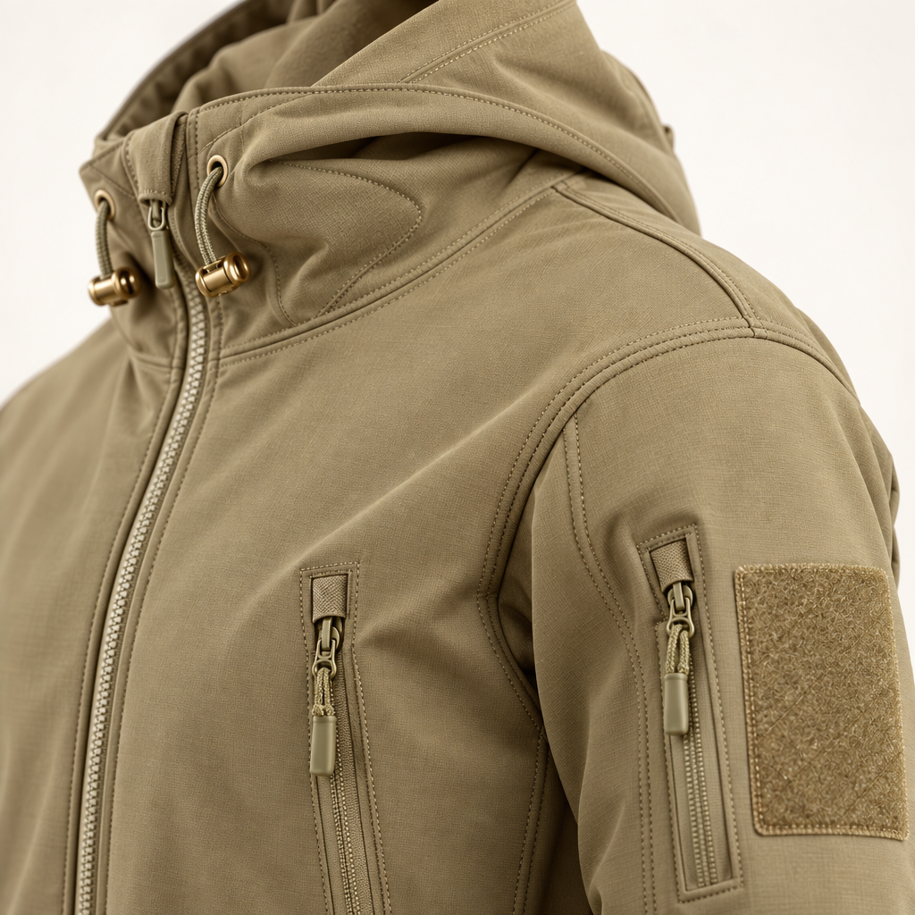 Men's Outdoor Set - Padded Winter Jacket with Hood and Cargo Pants