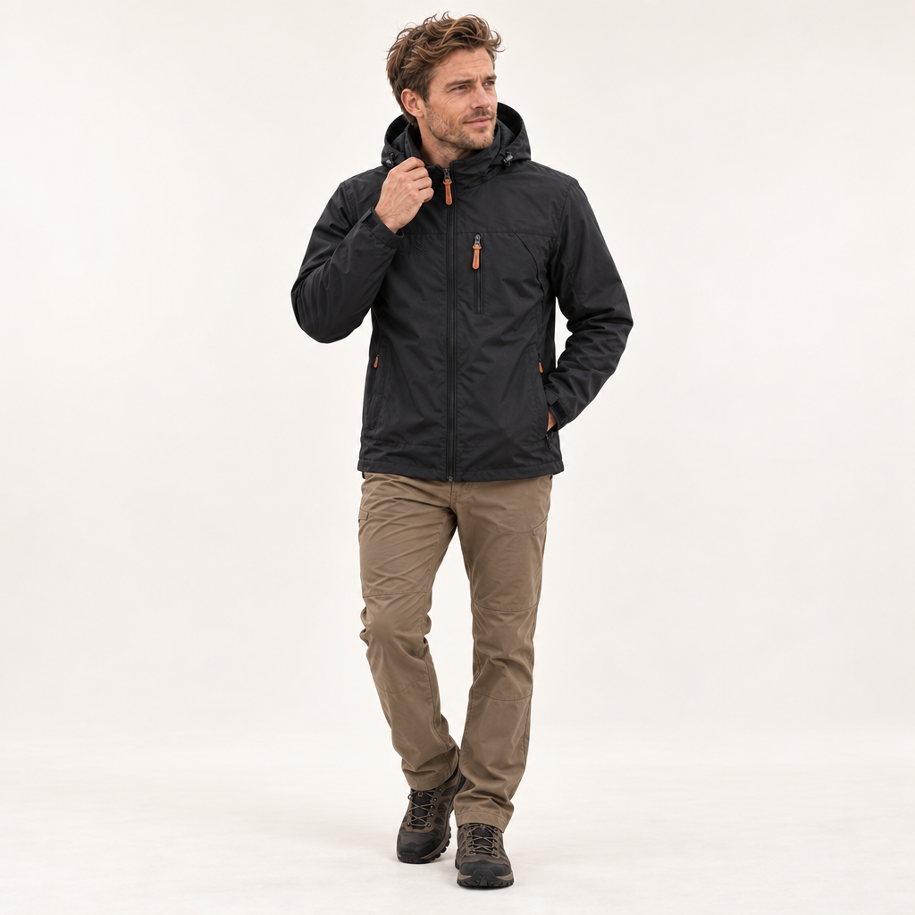 Men's Waterproof Windproof Hiking Jacket - Multiple Zip Pockets