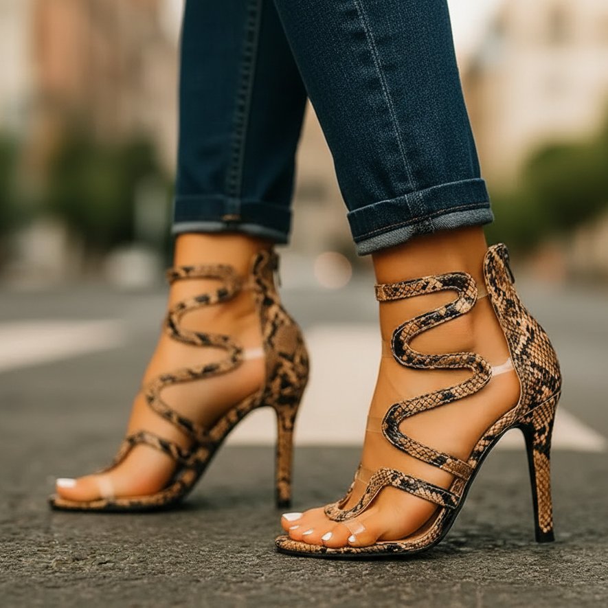Women's Strappy Sandals – Open-Toe Summer Slip-On Shoes