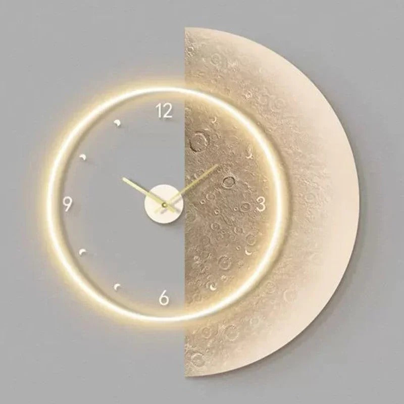 Moon Wall Clock – Soft LED Glow with Celestial Design