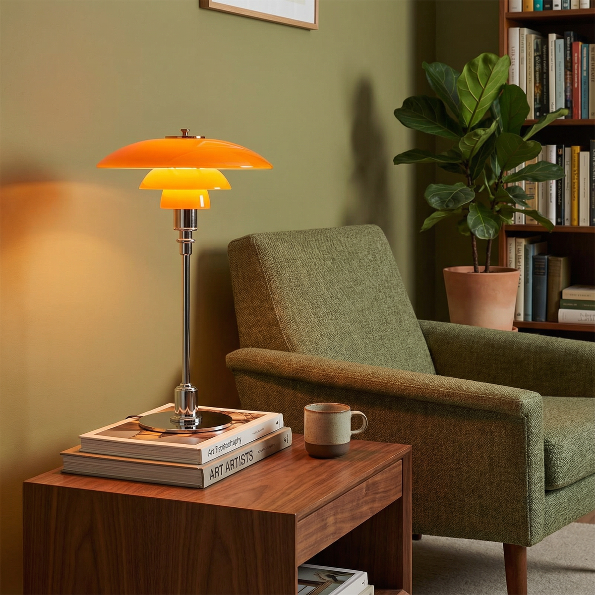 Modern Danish Designer Table Lamp - Layered Shade, LED