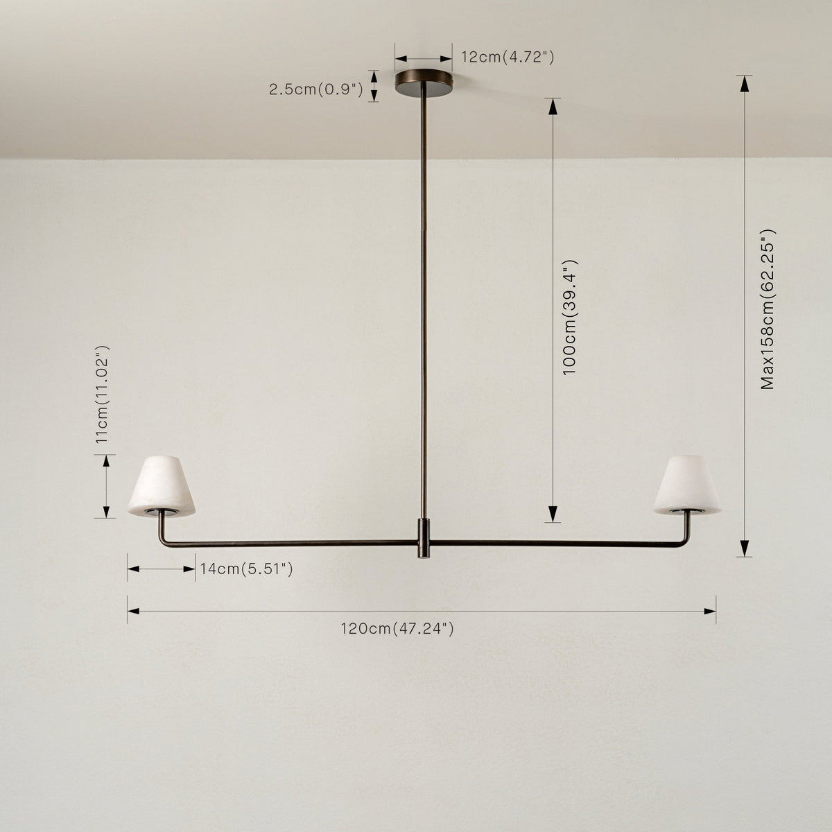 Alba Pendant Lamp in Alabaster and Bronze