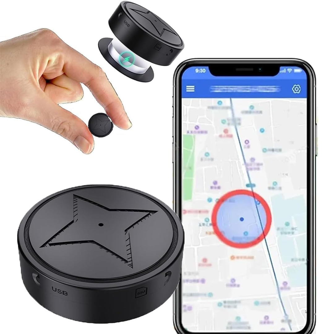 Mini GPS-tracker til bil, med lang batterilevetid og genopladelig for live sporing.