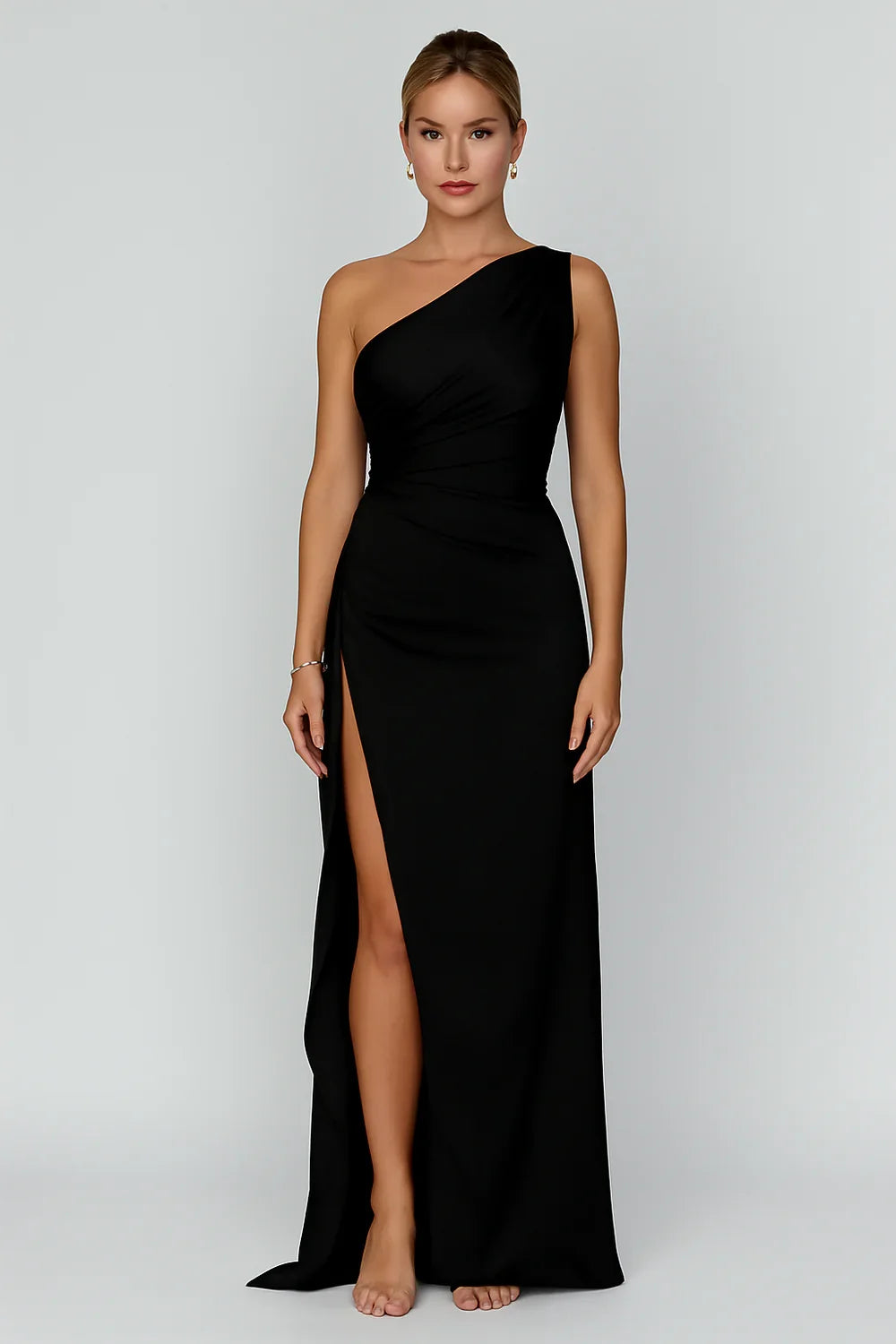 Women's Satin One-Shoulder Maxi Dress