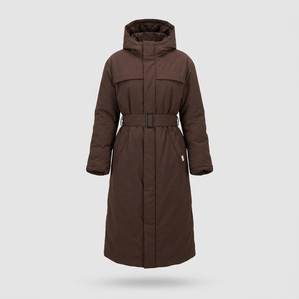 Long Padded Coat with Belt